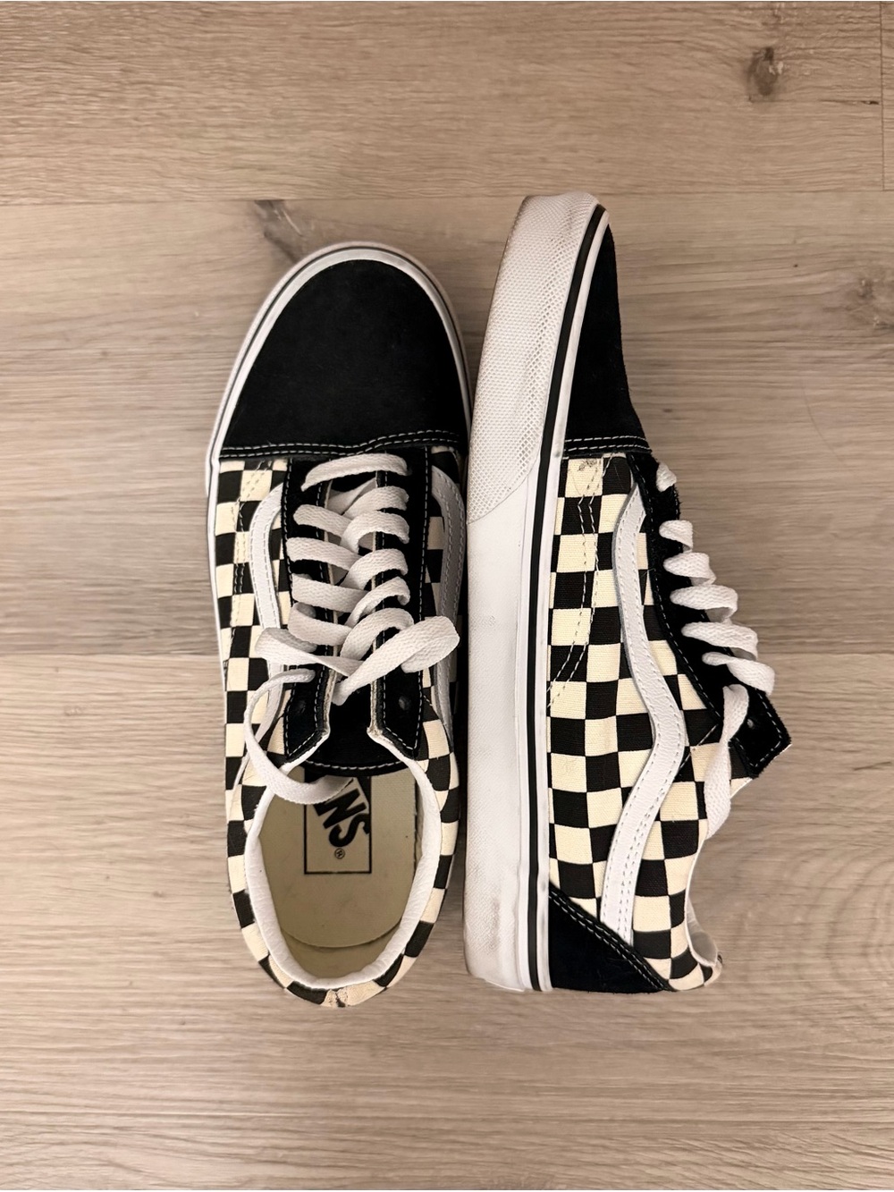 Vans Kids Classic Checkerboard Old Skool - Black & White